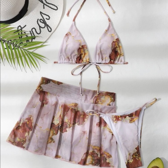 Pink Marble Bikini & Matching Cover Up - Picture 2 of 4